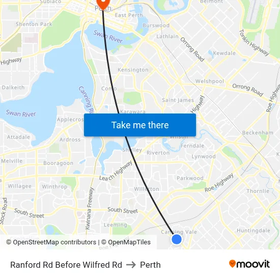 Ranford Rd Before Wilfred Rd to Perth map
