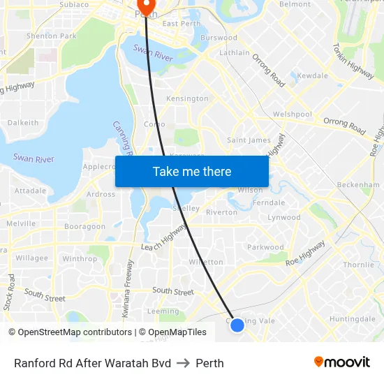 Ranford Rd After Waratah Bvd to Perth map