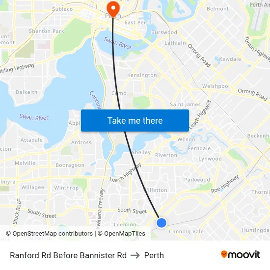 Ranford Rd Before Bannister Rd to Perth map