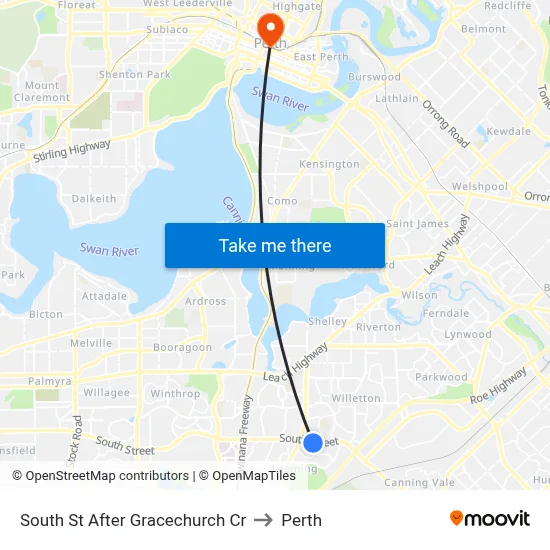South St After Gracechurch Cr to Perth map