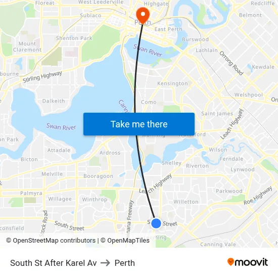 South St After Karel Av to Perth map