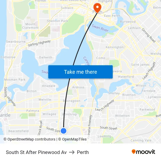 South St After Pinewood Av to Perth map