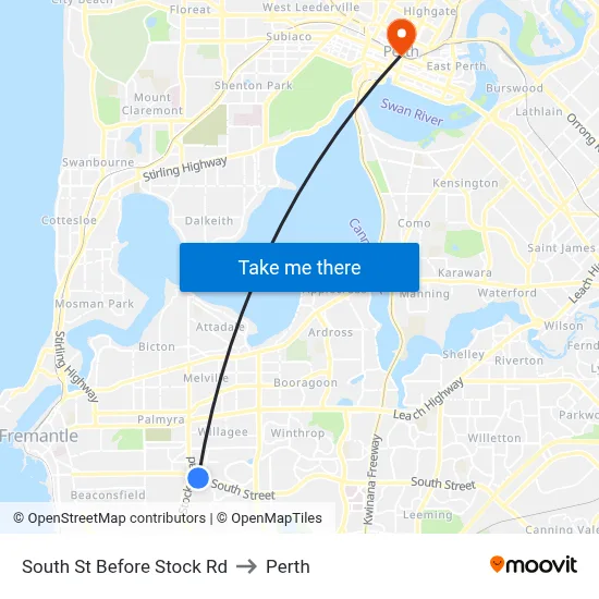 South St Before Stock Rd to Perth map