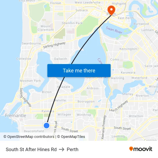 South St After Hines Rd to Perth map