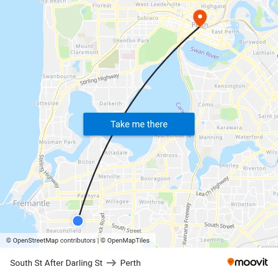 South St After Darling St to Perth map