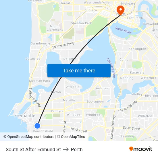 South St After Edmund St to Perth map