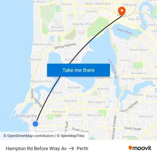 Hampton Rd Before Wray Av to Perth map