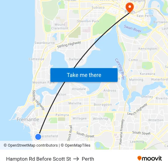 Hampton Rd Before Scott St to Perth map