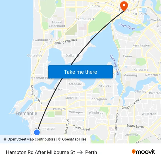 Hampton Rd After Milbourne St to Perth map
