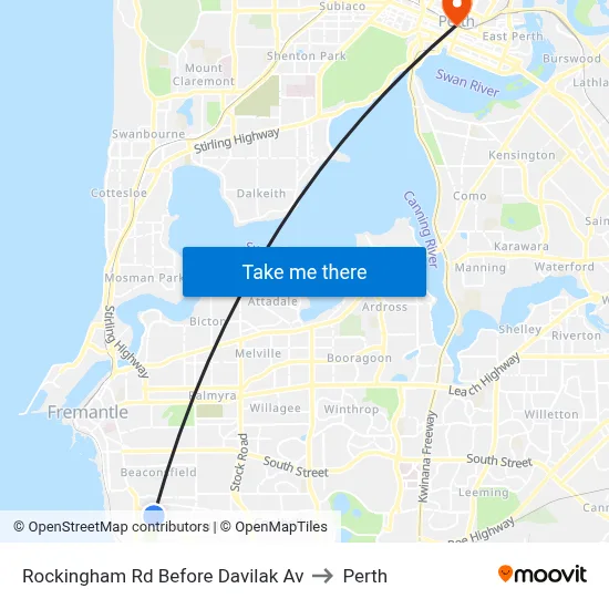 Rockingham Rd Before Davilak Av to Perth map