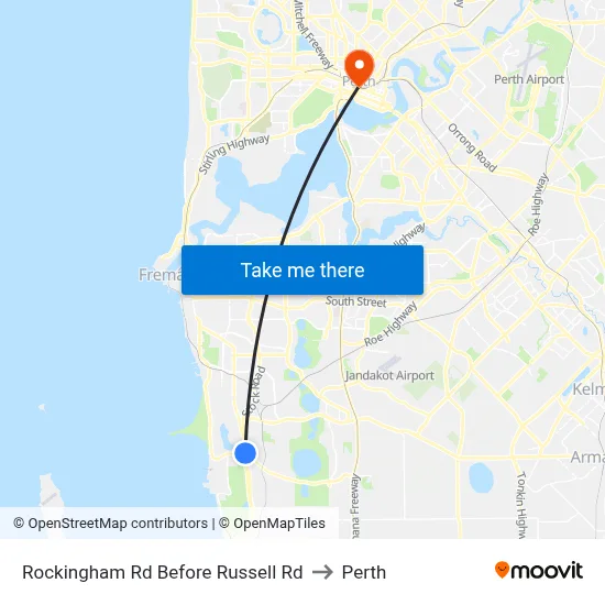 Rockingham Rd Before Russell Rd to Perth map