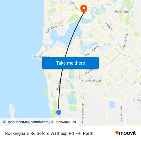 Rockingham Rd Before Wattleup Rd to Perth map