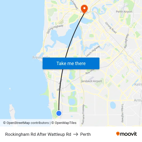 Rockingham Rd After Wattleup Rd to Perth map