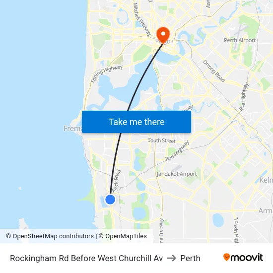Rockingham Rd Before West Churchill Av to Perth map