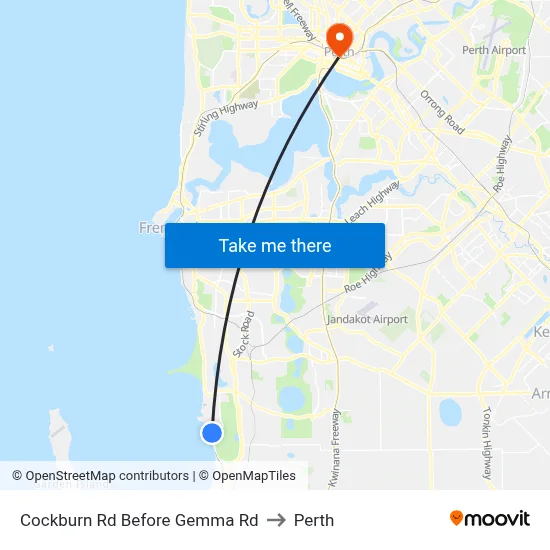 Cockburn Rd Before Gemma Rd to Perth map