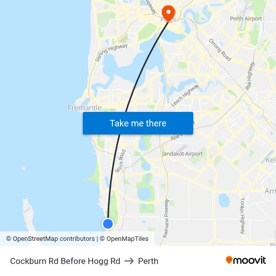 Cockburn Rd Before Hogg Rd to Perth map