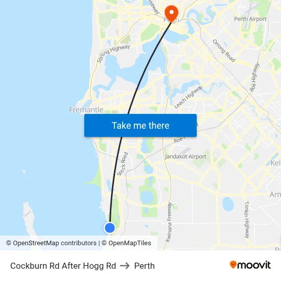Cockburn Rd After Hogg Rd to Perth map
