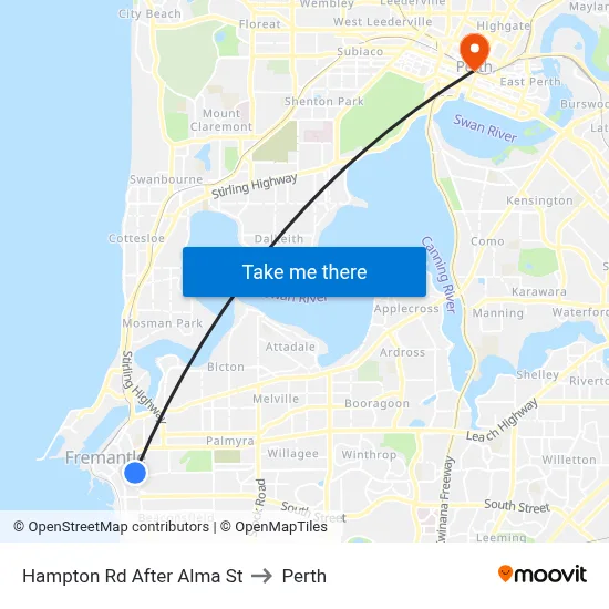 Hampton Rd After Alma St to Perth map