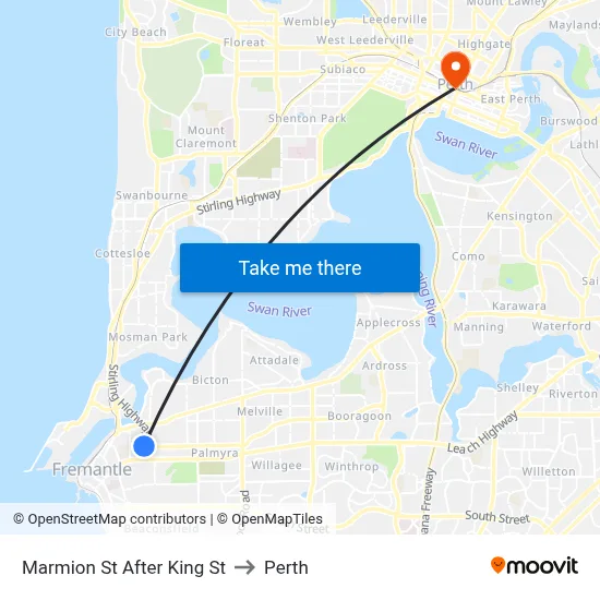 Marmion St After King St to Perth map