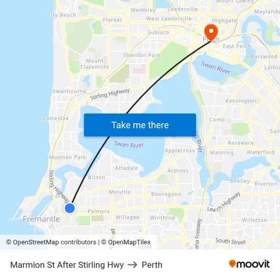 Marmion St After Stirling Hwy to Perth map