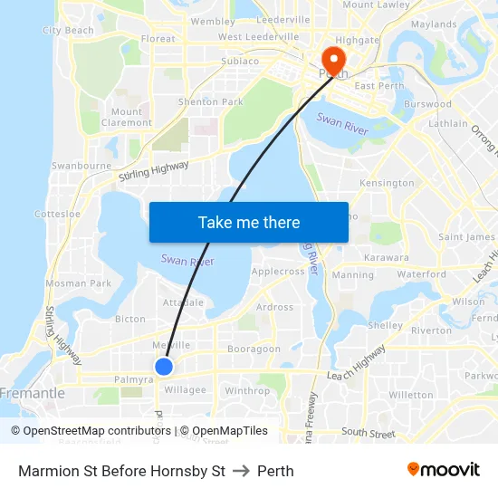 Marmion St Before Hornsby St to Perth map