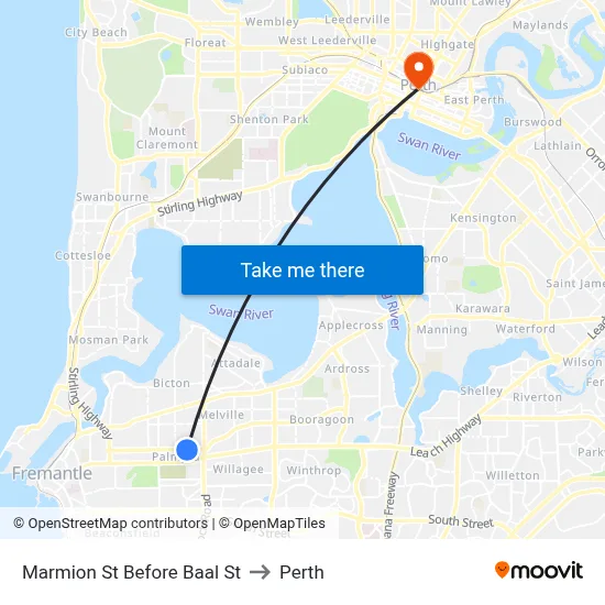Marmion St Before Baal St to Perth map