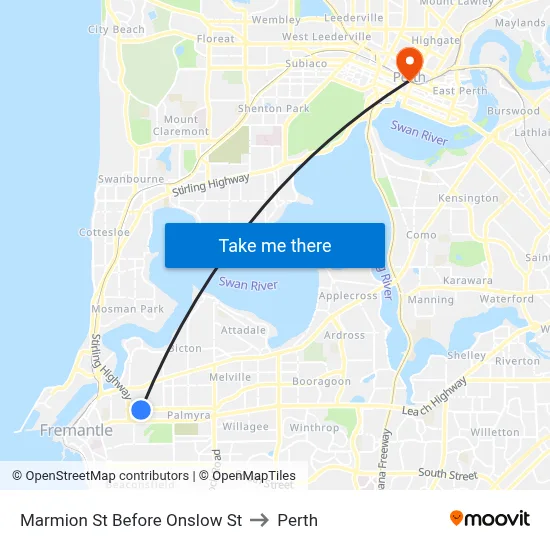 Marmion St Before Onslow St to Perth map