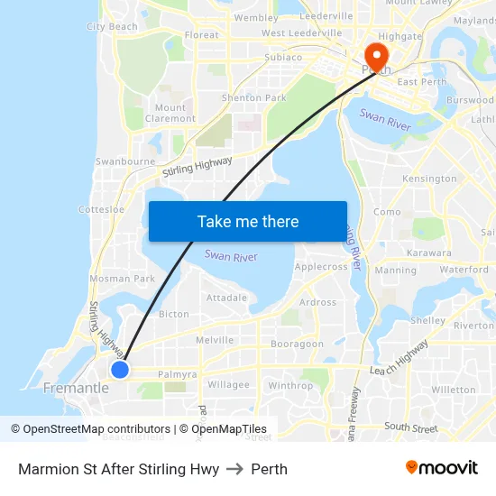 Marmion St After Stirling Hwy to Perth map