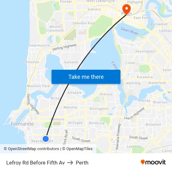 Lefroy Rd Before Fifth Av to Perth map