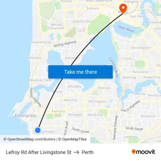 Lefroy Rd After Livingstone St to Perth map