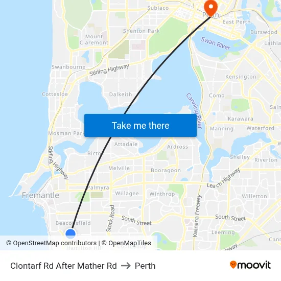 Clontarf Rd After Mather Rd to Perth map
