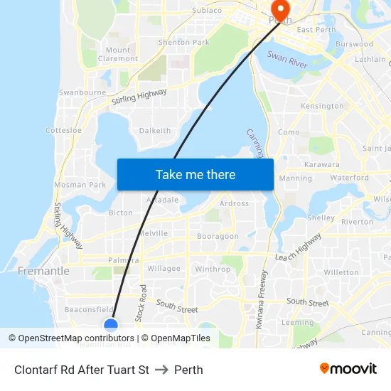 Clontarf Rd After Tuart St to Perth map