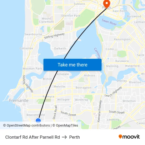 Clontarf Rd After Parnell Rd to Perth map