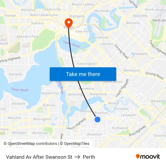 Vahland Av After Swanson St to Perth map