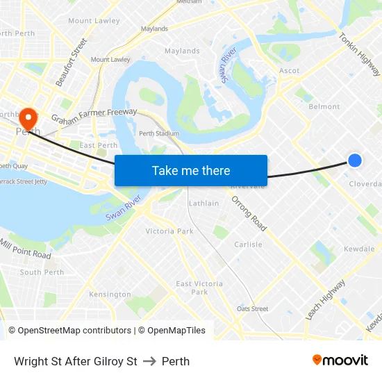 Wright St After Gilroy St to Perth map