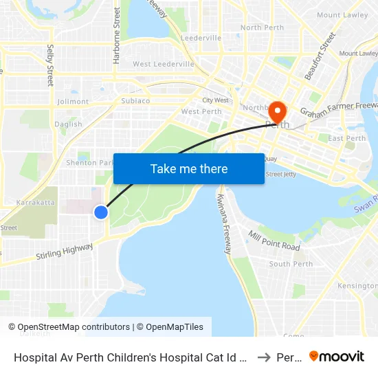 Hospital Av Perth Children's Hospital Cat Id 132 to Perth map