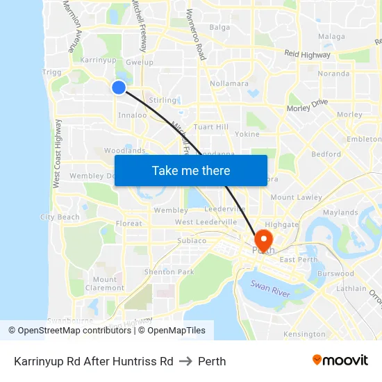 Karrinyup Rd After Huntriss Rd to Perth map