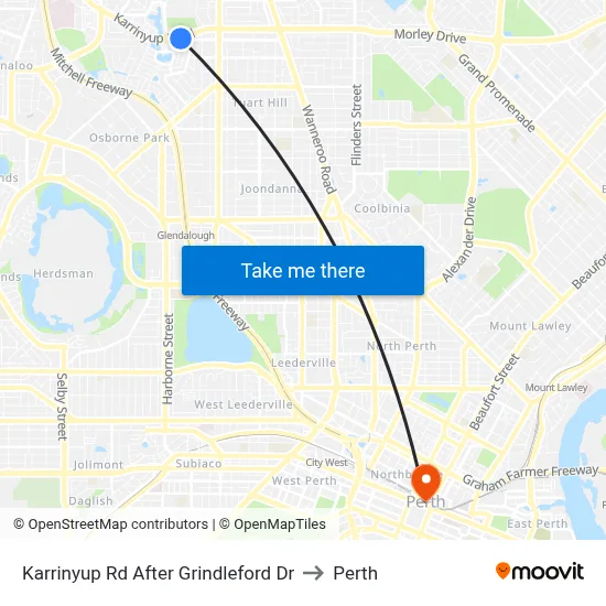 Karrinyup Rd After Grindleford Dr to Perth map