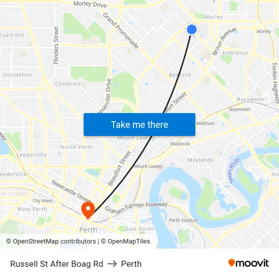 Russell St After Boag Rd to Perth map