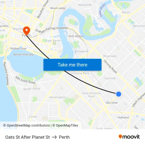 Oats St After Planet St to Perth map