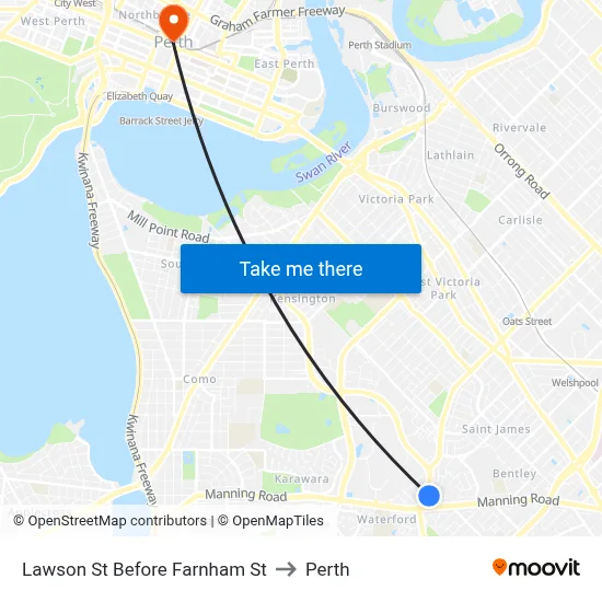Lawson St Before Farnham St to Perth map