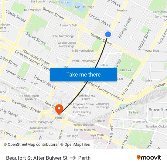 Beaufort St After Bulwer St to Perth map
