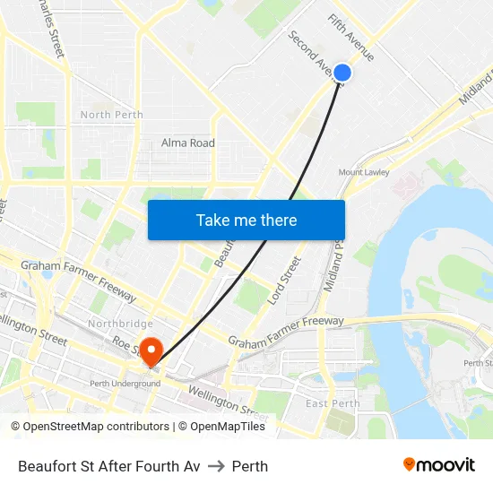 Beaufort St After Fourth Av to Perth map