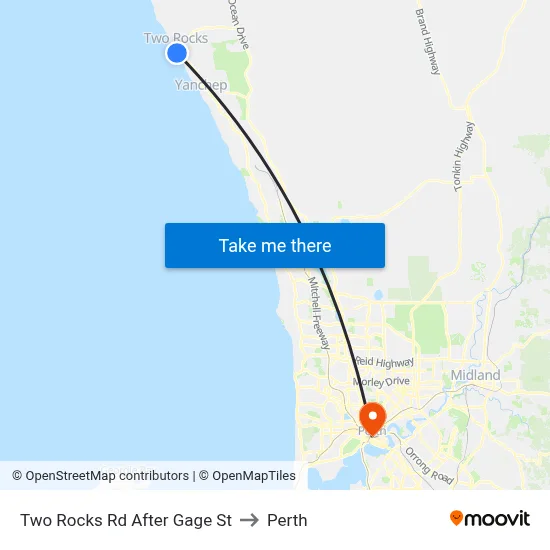 Two Rocks Rd After Gage St to Perth map