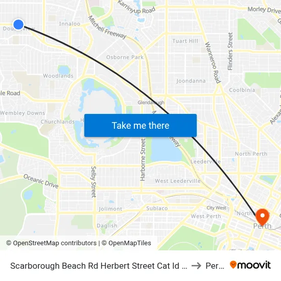 Scarborough Beach Rd Herbert Street Cat Id 27 to Perth map