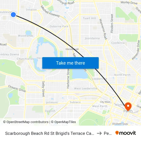 Scarborough Beach Rd St Brigid's Terrace Cat Id 29 to Perth map