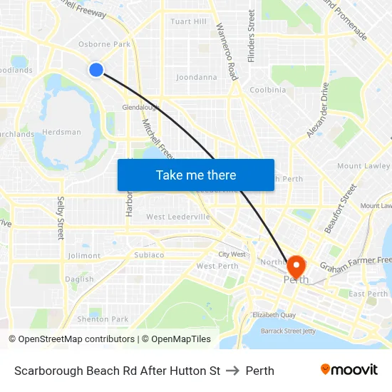Scarborough Beach Rd After Hutton St to Perth map