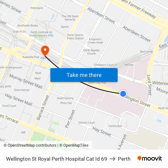 Wellington St Royal Perth Hospital Cat Id 69 to Perth map
