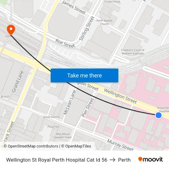 Wellington St Royal Perth Hospital Cat Id 56 to Perth map