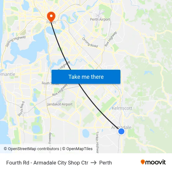 Fourth Rd - Armadale City Shop Ctr to Perth map